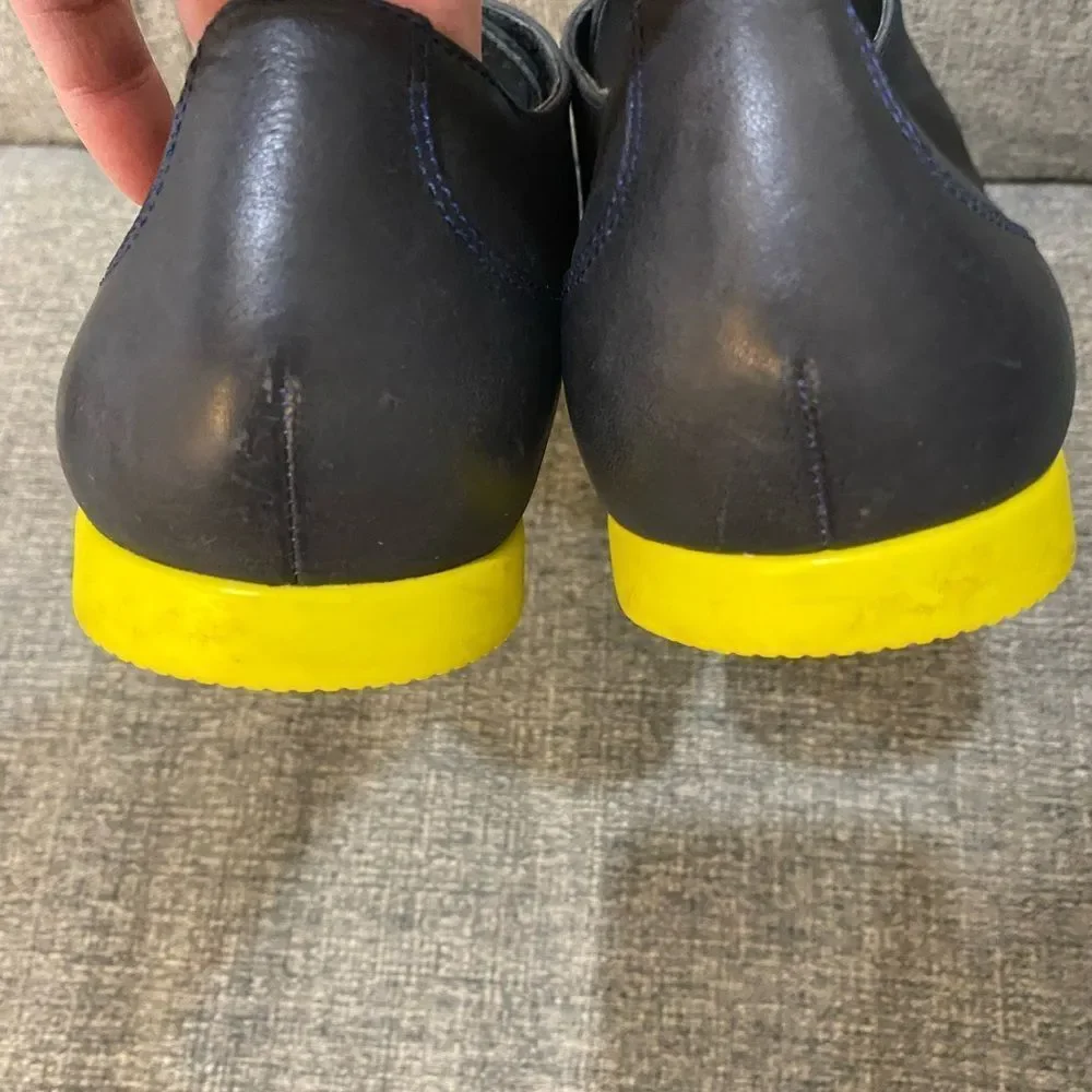 CAMPER Navy Blue Yellow Leather Loafers Men’s Size 45